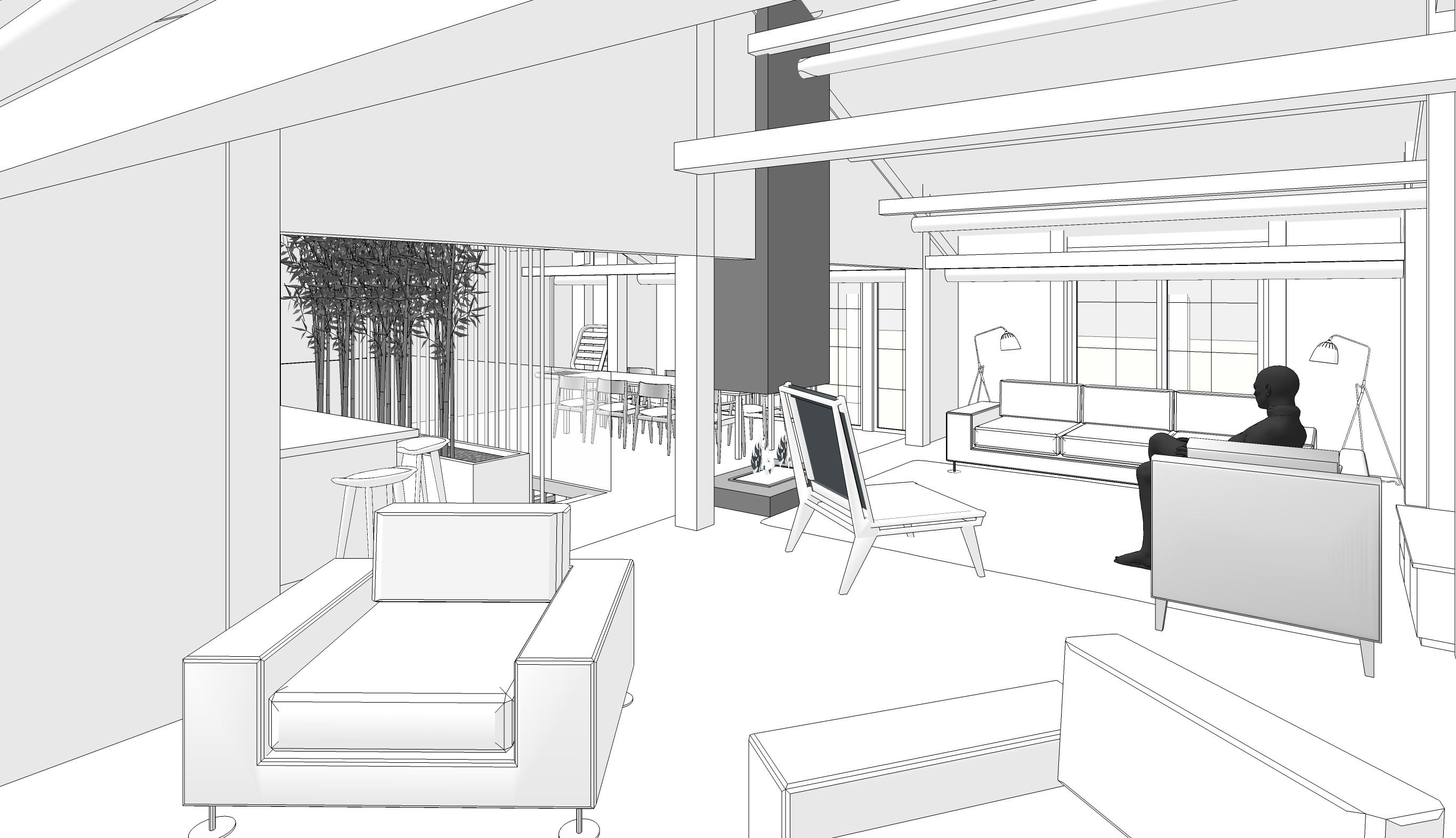 SketchUp Living Room View